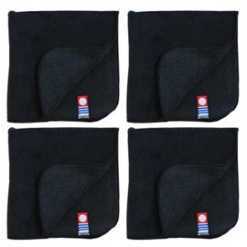 Handkerchief Towel, Set of 4, Imabari Towel, Colorful 14 Colors, Thin, Made in Japan, 8.7 x 8.7 inches (22 x 22 cm), Black, Cotton, 100% Cotton, Water Absorbent, Quick Drying, Towel Handkerchief,