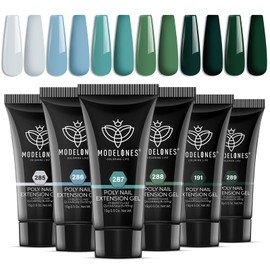 Modelones Polygel Set mit 6 Farben Grün Poly Gel Nägel Selber Set Quick Extension Building Acrylgel für Starter Nail Art Nageldesign Selber Machen