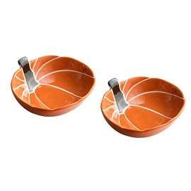 FYUEROPA Ceramic Pumpkin Candy Bowl, Small Bowls for Baking Souffle, Pudding, Serving Snack, Dessert, 12 Oz - Set of 2