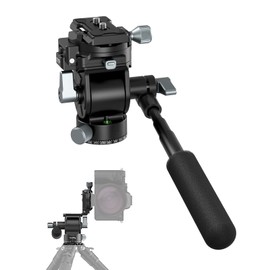 SMALLRIG Video Head for Vertical/Horizontal Shooting, Tripod Pan Tilt Fluid Head with Telescopic Handle and Switchable QR Plate for Arca, Max Load 5kg / 11Ibs for Camcorder, Mirrorless, DSLR - 4104