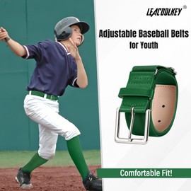 LEACOOLKEY 12 Pcs Baseball Belts Adjustable Softball Belts Bulk Team Sprots Belts for Adult and Youth