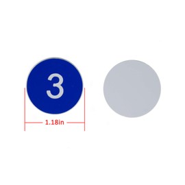 StayMax Plastic Number Tags Engraved Numbered Tags Without Hole (1-50, Blue)