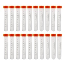 Centrifuge Tubes, 20 Pieces, 10 ml, Plastic Centrifuge Tubes, Orange with Screw Cap, Graduated Sample Container, Sample Tubes for Laboratory, Chemistry, Experiments Tubete
