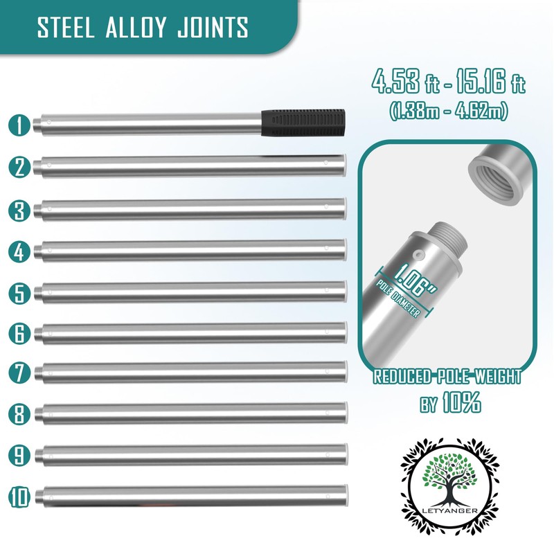 LETYANGER Pole Saws for Tree Trimming, 15ft Extendable Long Tree