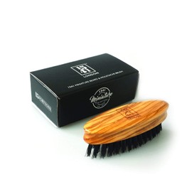 1541 London Pure Bristle Travel Sized Moustache & Beard Brush | Made of Olive Wood with 100% First-Cut Pure Bristles | Firm Bristles to Tame and Soften Facial Hair