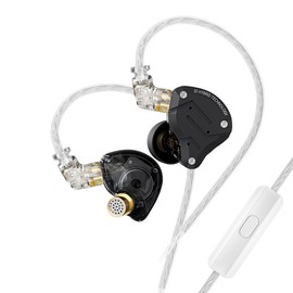 keephifi KZ ZS10 Pro KZ In-Ear Earbuds, 4BA+1DD IEM 5 Driver KZ In-Ear Monitor HiFi Metal Headphones with Stainless Steel Faceplate in Ear Headphones, 2 Pin Detachable Cable (Matte Black with Micro)