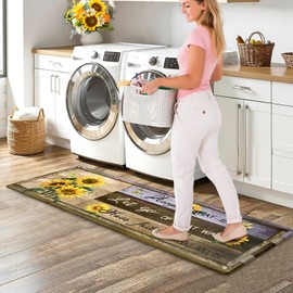 Likiyol Kitchen Mats for Floor Sunflower Kitchen Rugs Anti Fatigue Farmhouse Floral Non Slip Kitchen Rugs and Mats Washable Kitchen Floor Mat for Home, Sink, 18'' x 48''