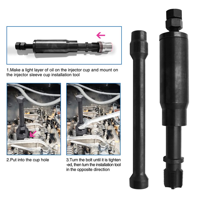 Injector Sleeve Cup Removal Tool and Installation Tool with Parts