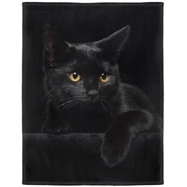 YISUMEI - Soft Fleece Blanket - Black Cat, 125 x 150 cm Throw Suitable for Sofa or Bed