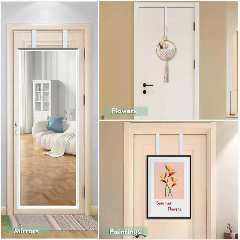 FWUNYVN 2 Pairs Over-The-Door Mirror Hanger, Adjustable Door Mirrors Hook