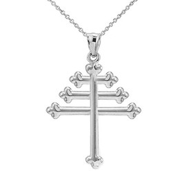 Religious Jewelry Fine Sterling Silver Maronite Cross Pendant Necklace, 22"