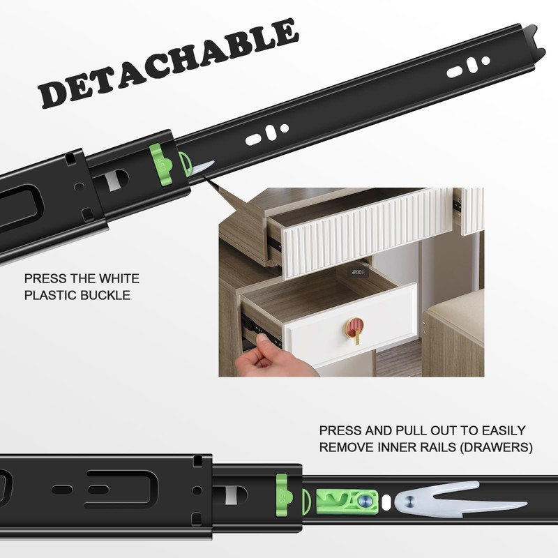 12 inch Soft Close Drawer Slides 6 Pairs Ball Bearing