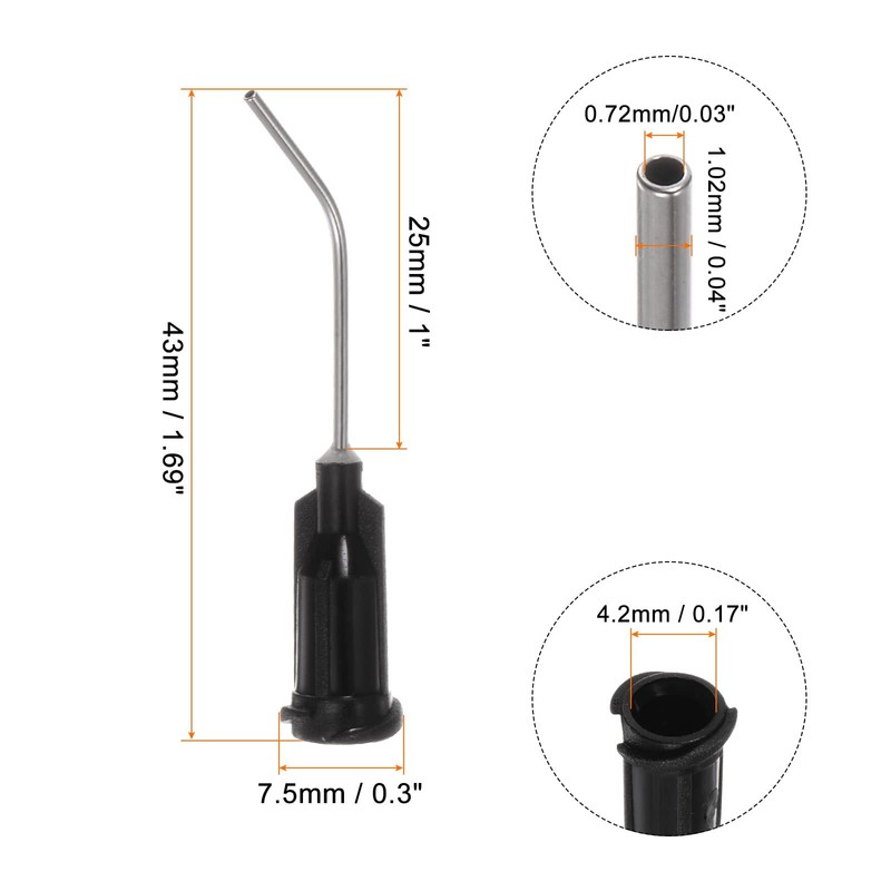 sourcing map Blunt Pointed Dosing Needles 19 Gauge 45° Curved