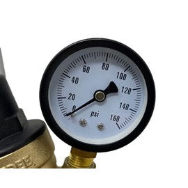 Rugged Trail Products RV Water Pressure Regulator Valve, Brass Lead-Free, Adjustable with Gauge, 3/4 Inch Garden Hose Thread, for Camper, Travel Trailer