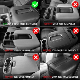 DEYTOP Center Console Cover for Chevy Silverado & Sierra 2014-2018 Accessories Console Armrest Cover for Chevy Tahoe Yukon 2015-2019 (Black with Red Stitches, 14-18 Full Floor Console)