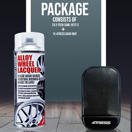 4TRESS E-TECH 2 x 400ml Clear Alloy Wheel Lacquer Chip Resistant Wheel Refurbishment Cans Non Slip Car Dash Mat