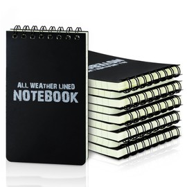 RETON 10 Stück Wasserdichte Notizblock, 3 x 5 Zoll Pocket Notizbuch, Allwetter-Notizblöcke mit Top-Spirale, Taktische Steno Blöcken mit Raster für Aktivitäten im Freien Aufnahmen（Schwarz）