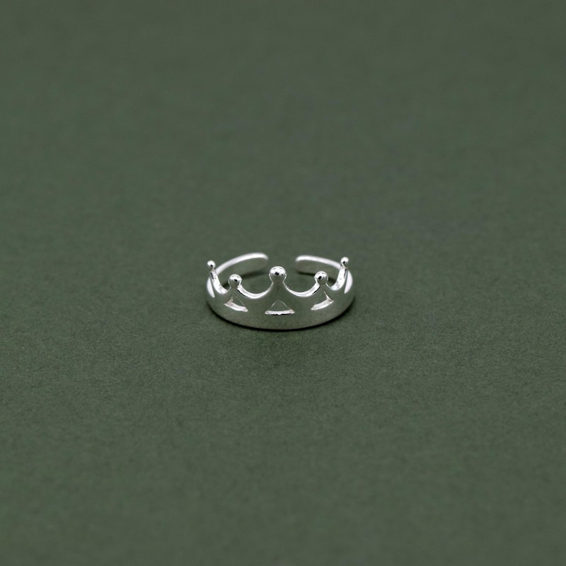 Kualitas Genuine 925 Sterling Silver Crown Toe Adjustable Ring