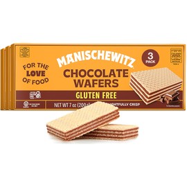Manischewitz Manishewitz Gluten Free Chocolate Wafers, 7oz (3 Pack) Crispy Wafer with Creamy Dark Chocolate Filling | Dairy Free | Certified Kosher (including Passover)
