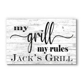 Broad Bay My Grill My Rules Custom Sign for Dad, Mom, Grandpa, Father's Day Gift Idea