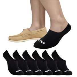 Sperry Men's 6-Pack Arch Hugger No Show Socks, Non-Slip Ultra Low Cut Invisible Liners with Heel Grip, Black, 6-12