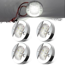 Partsam 4 Pcs 3 Inch Round White LED Marine Boat Lights Transom Stern Anchor Deck Courtesy Light For Pontoon Fishing Boat Kayak Sailboat IP67 Waterproof, 12V DC