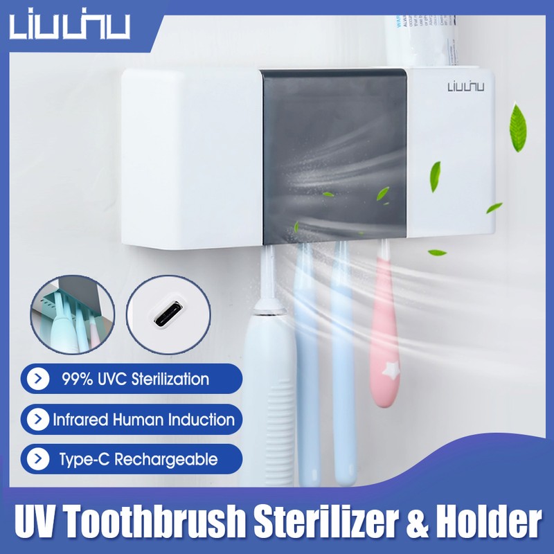 Liushu Toothbrush Sterilizer Box 4000mAh Rechargeable UV Disinfection Toothpaste Dispenser