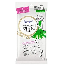 Biore Makeup Refreshing Sheet, Citrus Scent, Portable, 12 Sheets x 2 Packs
