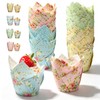 200Pcs Tulip-Shaped Cupcake Liners, 4 Colors, 3.2×2 Inches
