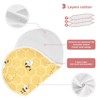 YYZZH Cute Bee On Honey Yellow Honeycomb Muslin Burp Cloths