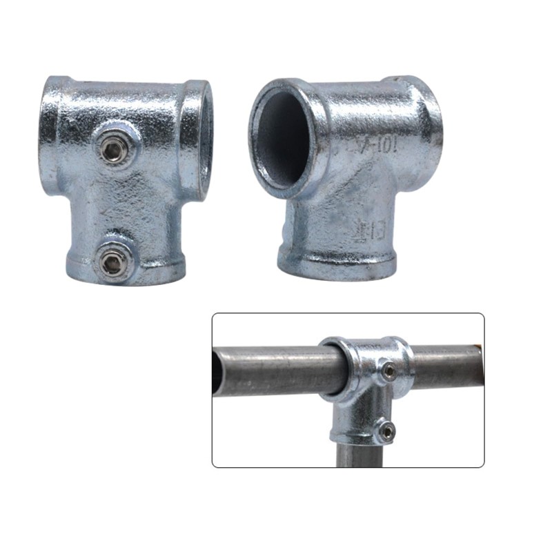 4Pcs Galvanized Pipe Fittings Single Socket Tee Steel Pipe Pipe