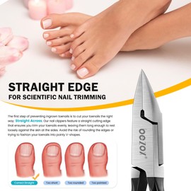 BEZOX BEZOX BEZOX Straight Blade Toenail Clippers for Seniors Thick Toenails - Wide Open Pointed Jaw Toe Nail Clippers for Ingrown Nails, Precision Grooming Toenail Scissors for Healthy Nails - Black