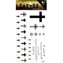 PP TATTOO 1 Sheet Religion Christian Cross Jesus Symbol Temporary Tattoo Stickers Waterproof Body Arm Tattoo Sticker for Men Women Make up Fake Tattoo Removable