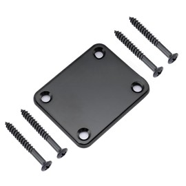 Musiin Electric guitar bass neck plate Strat Tele Style reinforcement plate body connection with screws square metal(black)
