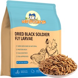 WormsFarm 5lb Dried Black Soldier Fly Larvae for Chickens More Calcium Than Mealworms for WildBirds(5 Pound)