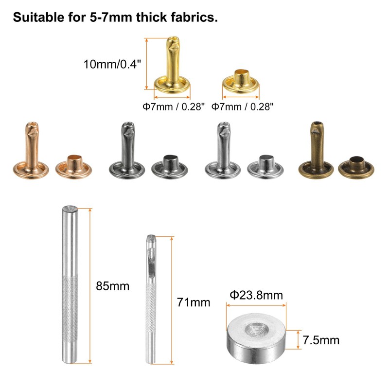 QUARKZMAN 100 Sets Leather Rivets 7 mm x 10 mm