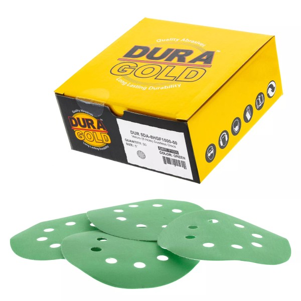 Dura-Gold 50PK - 1500 Grit - 5" Green Film Sanding