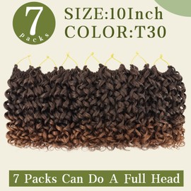 7 Packs Curly Crochet Hair for Black Women 10 Inch GOGO Curl Crochet Hair Deep Ocean Wave Crochet Hair Synthetic Bohemian Crochet Braids(10 inch, T30)