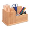 Relaxdays Bamboo Pen Holder Organiser for Desk, Bathroom and Office,