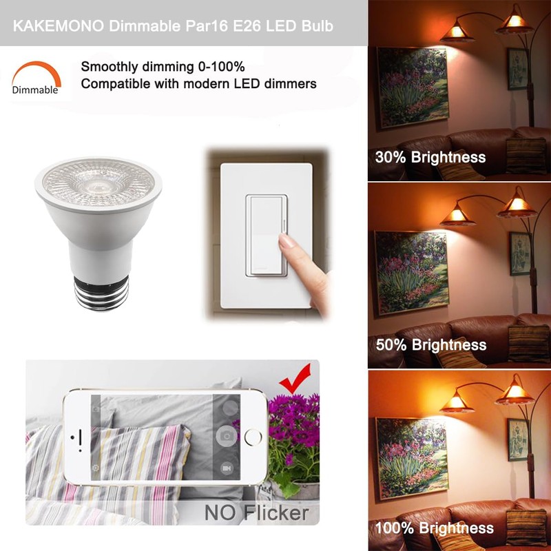KAKEMONO PAR16 LED Bulbs Dimmable 5W Long Neck Track Spotlight,E26