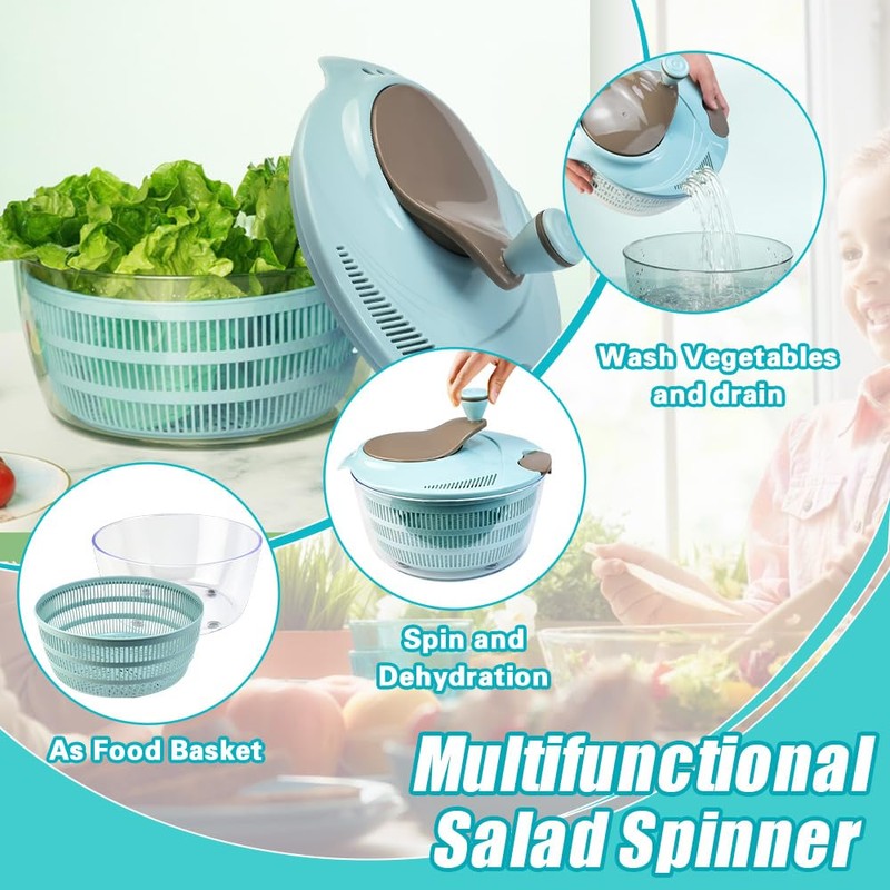 OKUYAN Salad Spinner Lettuce Spinner Medium with Spinning Colander and
