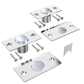 Mousike Door Ball Catch Hardware, Adjustable Hidden Magnetic Ball Catch, Stainless Steel Strike Plate with Strong Suction, Closet Ball Latch Replacement for Top of Door (2 Pack, Silver)