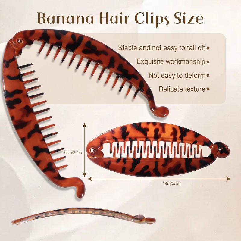 Banana Hair Clip, 4 PCS Large Banana Clips for Women