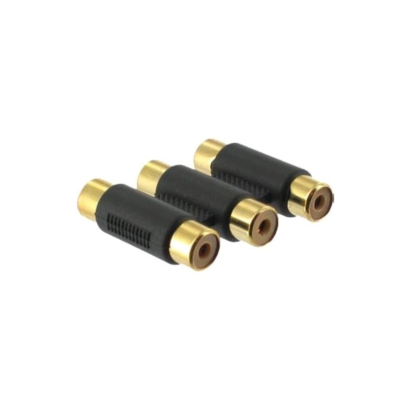 Cable-Core Triple 3 RCA Phono to RCA Phono Female Connector/Coupler