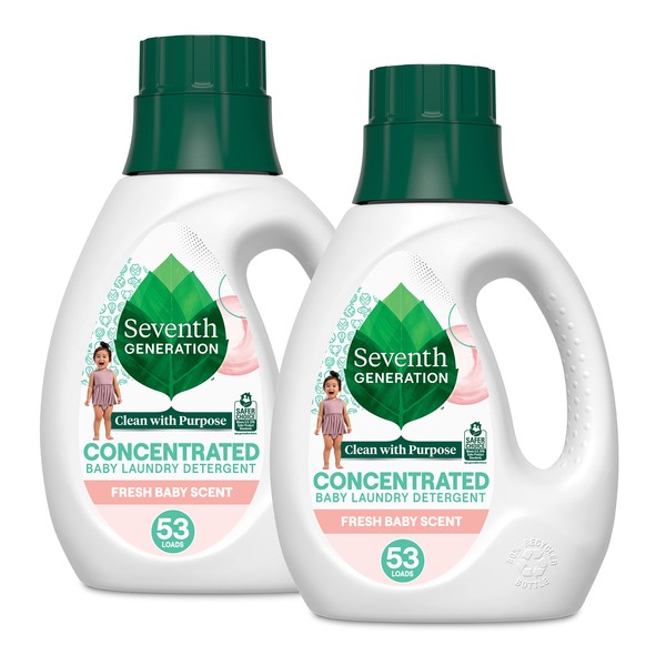 Seventh Generation Concentrated Baby Laundry Detergent, Fresh Scent, 40 Fl Oz, Pack of 2