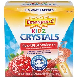 Emergen-C Kidz Crystals, On-the-Go Emergen-C Immune Support Supplement with Vitamin C, B Vitamins, Zinc and Manganese, Sparkly Strawberry, Stocking St
