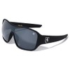 Khan Soft Rubber Oversized Shield Wrap Around Sunglasses (Black Frame,