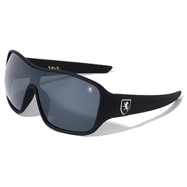 Khan Soft Rubber Oversized Shield Wrap Around Sunglasses (Black Frame, Black Super Dark)