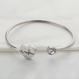 WUSUANED Dainty Heartbeat Stethoscope Cuff Bracelet Nursing Jewelry Nurse Gifts for Women
