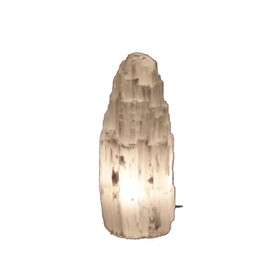 Selenite Crystal Tower Mountain Lamp - Natural Selenite Specimen Mineral Rough Decor - Night Light - Desk Lamp - Table Lamp 8"